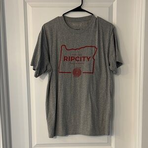 Recover Gray and Red Short Sleeve Tee Portland Oregon Trail Blazers Design